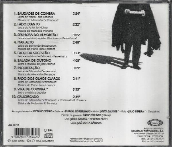 CD José Afonso – Fados De Coimbra E Outras Canções - USADO